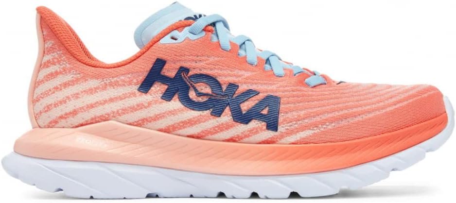 HOKA ONE ONE Womens Mach 5 Textile Camellia Peach Parfait Trainers 6 US
