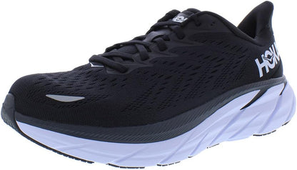 HOKA ONE ONE Clifton 8 Wide Womens Shoes Size 10, Color: Black/White