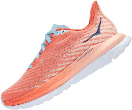 HOKA ONE ONE Womens Mach 5 Textile Camellia Peach Parfait Trainers 6 US
