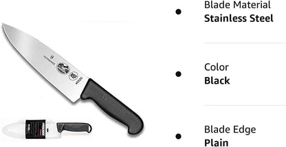 Victorinox Swiss army, Fibrox Straight Edge Chef's Knife, 8-Inch, Black, With Victorinox Cutlery BladeSafe for 8-Inch to 10-Inch Knife Blades. Combo pack