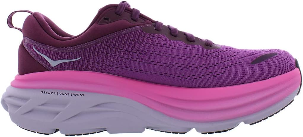 HOKA ONE ONE Bondi 8 Womens Shoes Size 10, Color: Beautyberry/Grape Wine
