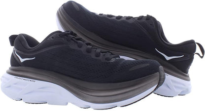 HOKA ONE ONE Bondi 8 Wide Womens Shoes Size 7.5, Color: Black/White