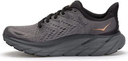 HOKA ONE ONE Womens Clifton 8 Textile Anthracite Copper Trainers 8.5 US