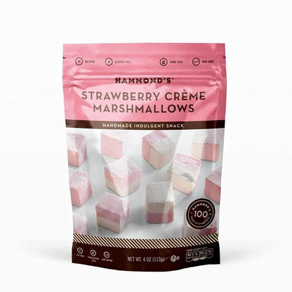 Hammond’s Candies Gourmet Marshmallows – Strawberry Creme | Great for Snacking, Hot Chocolate, S’mores, Baking | Gluten-Free, Kosher, Handcrafted in the USA | 2 Pack