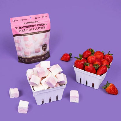 Hammond’s Candies Gourmet Marshmallows – Strawberry Creme | Great for Snacking, Hot Chocolate, S’mores, Baking | Gluten-Free, Kosher, Handcrafted in the USA | 2 Pack