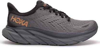 HOKA ONE ONE Womens Clifton 8 Textile Anthracite Copper Trainers 8.5 US