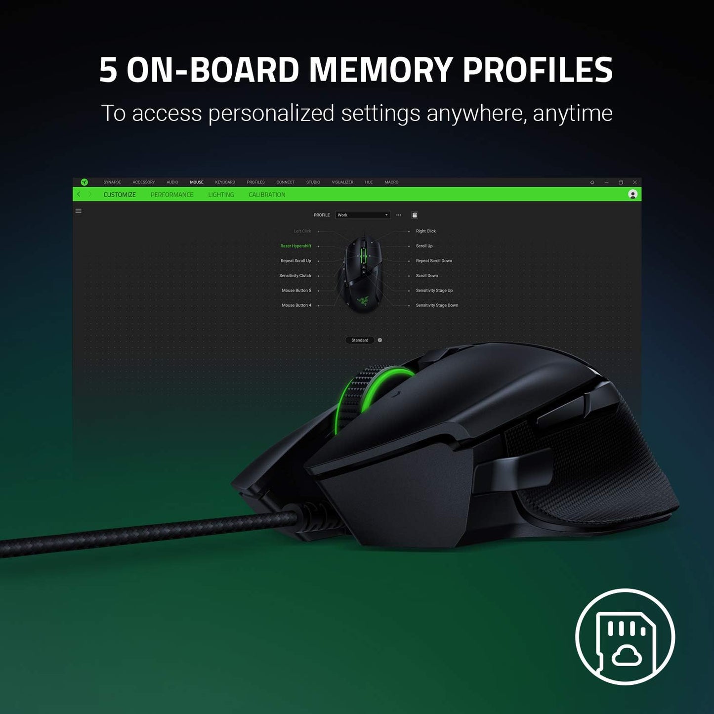 Razer Basilisk V2 - FPS Gaming Mouse (Gaming Mouse with New 20,000 DPI Focus + Optical Sensor, 5G, Removable Dpi Switch and Customizable Scroll Wheel, RGB Chroma and USB) Black