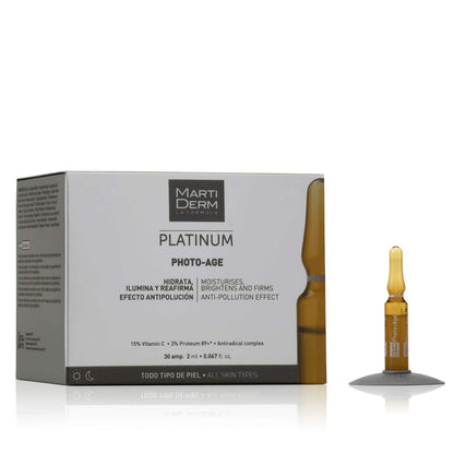 Martiderm Platinum Photo-Age Moisturises Brightens and Firms Anti-Pollution Effect 30 amp, 2 ml each