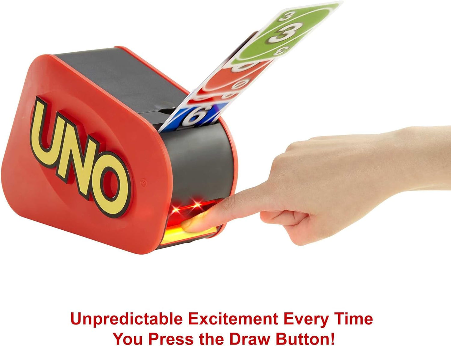 UNO Extreme Card Game Featuring Random-Action Launcher with Lights & Sounds & 112 Cards, Kid, Teen & Adult Game Night Gift Ages 7 Years & Older, GXY75