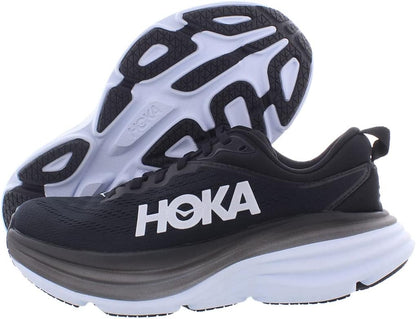 HOKA ONE ONE Bondi 8 Wide Womens Shoes Size 7.5, Color: Black/White