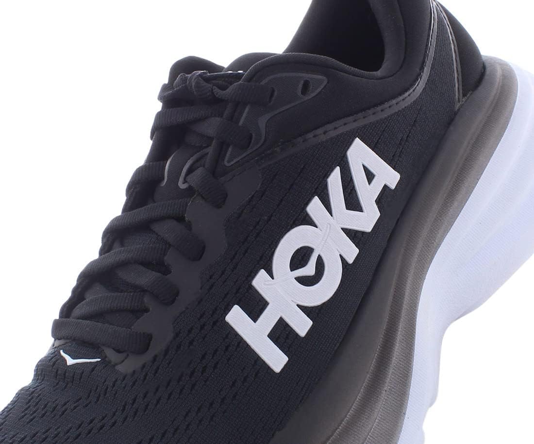 HOKA ONE ONE Bondi 8 Wide Womens Shoes Size 7.5, Color: Black/White