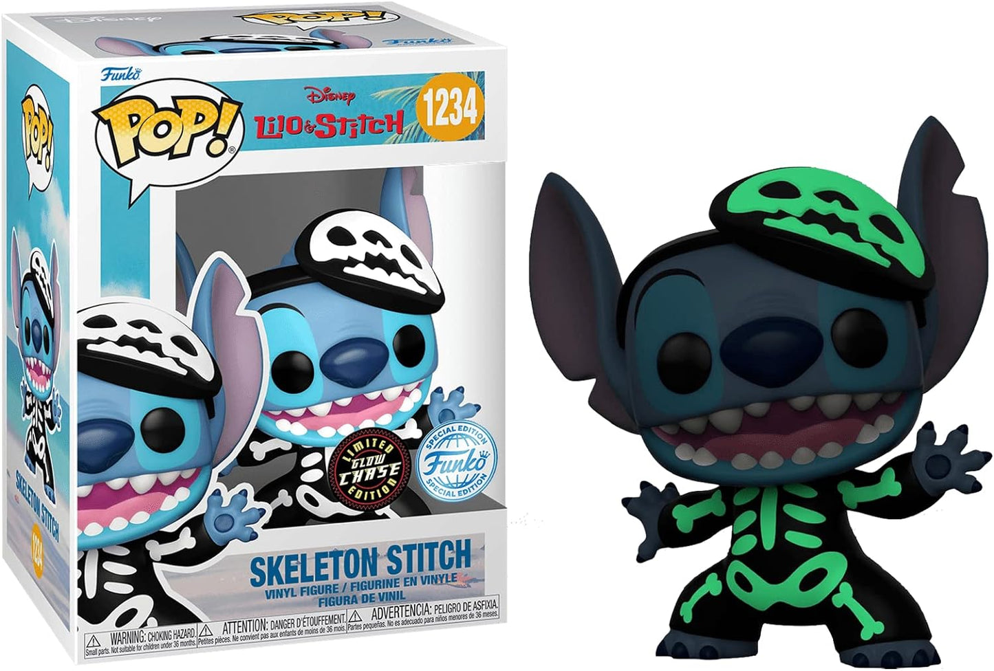 Funko POP! Disney Lilo & Stitch #1234 - Skeleton Stich Glow Chase - Exclusive Collectible Vinyl Figure