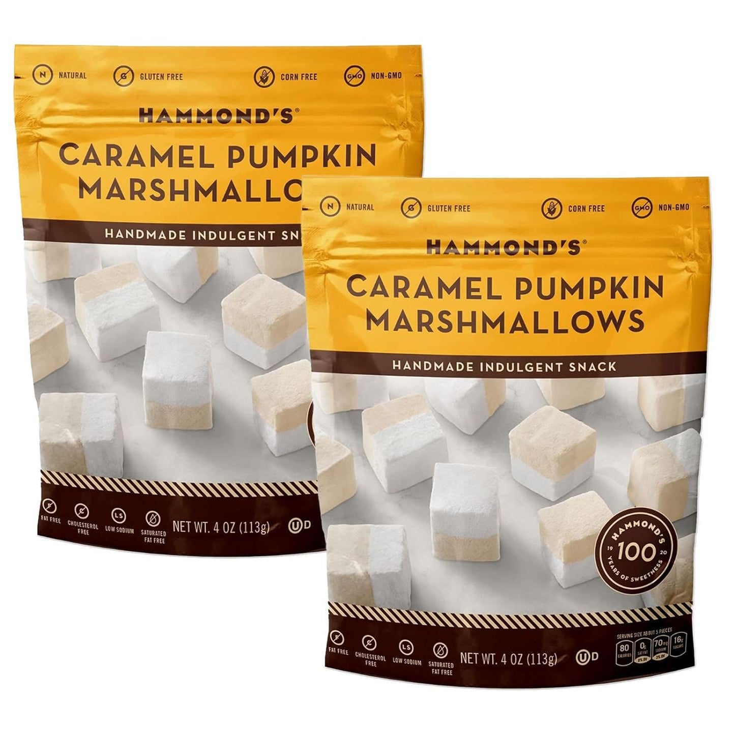 Hammond’s Candies Gourmet Marshmallows – Strawberry Creme | Great for Snacking, Hot Chocolate, S’mores, Baking | Gluten-Free, Kosher, Handcrafted in the USA | 2 Pack