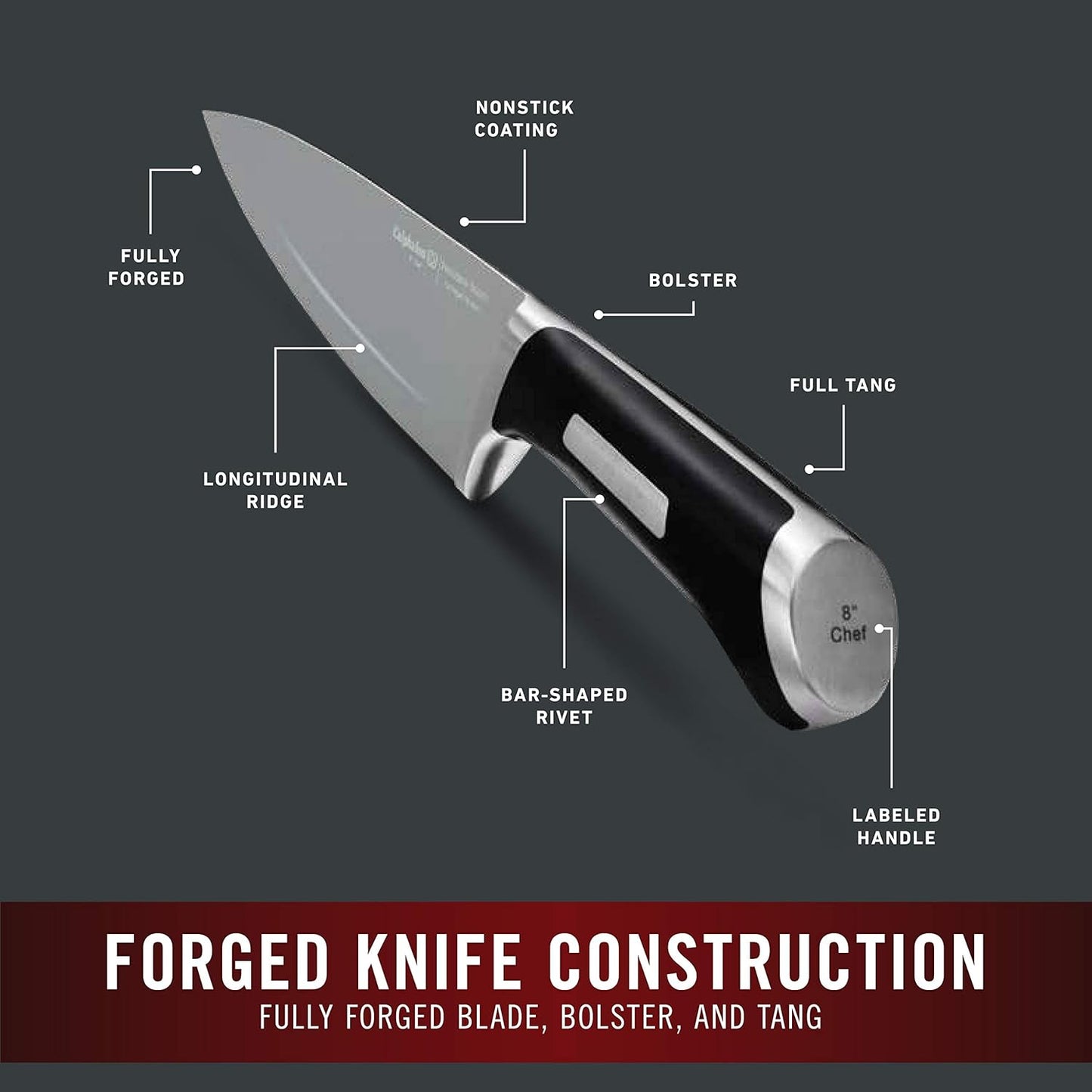 Calphalon Kitchen Knife Set with Self-Sharpening Block, 13-Piece NonStick Knives