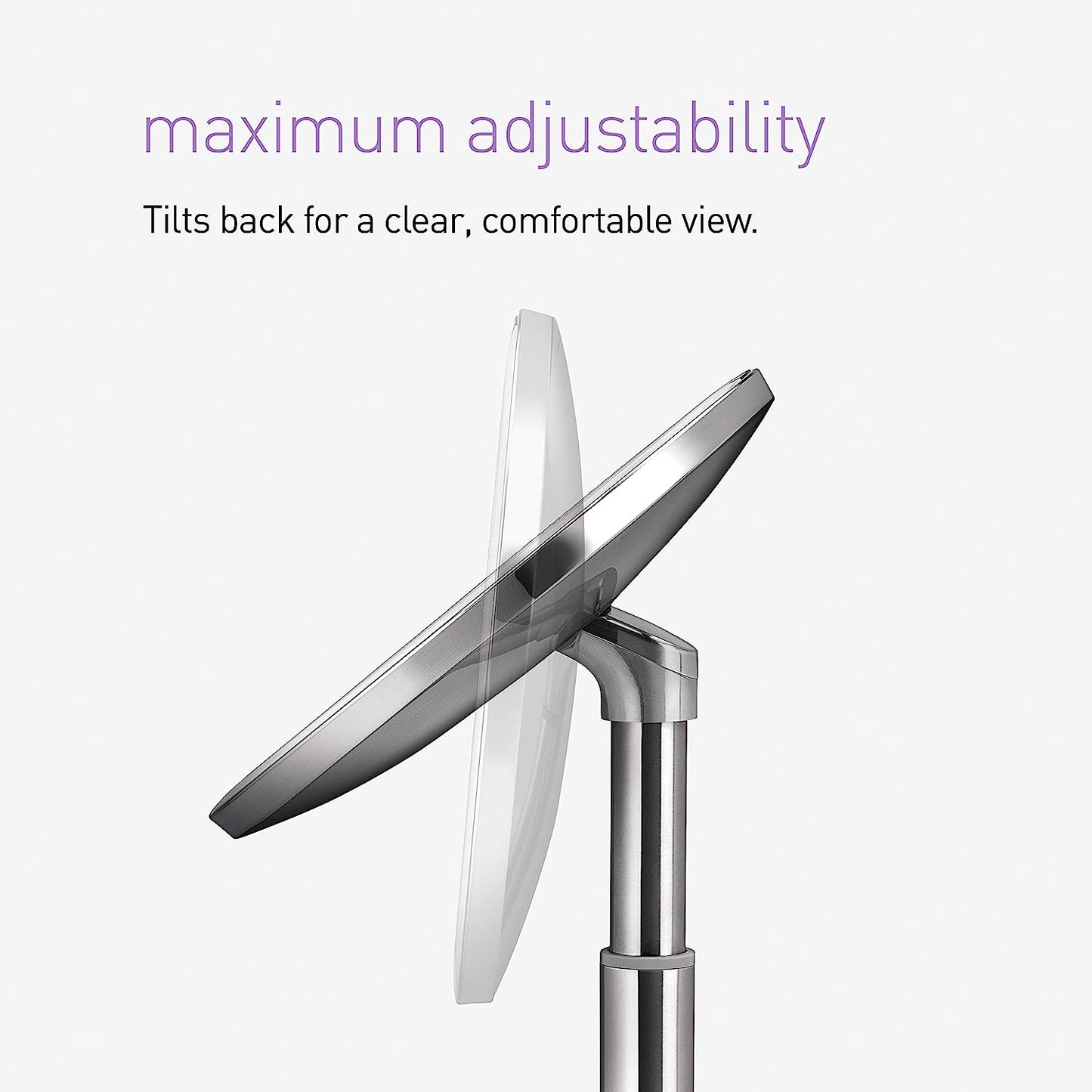 simplehuman 8" Round Sensor Makeup Mirror with Touch-Control Brightness, 5X Magnification, Rechargeable and Cordless, White Stainless Steel