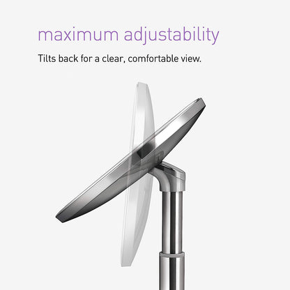 simplehuman 8" Round Sensor Makeup Mirror with Touch-Control Brightness, 5X Magnification, Rechargeable and Cordless, White Stainless Steel