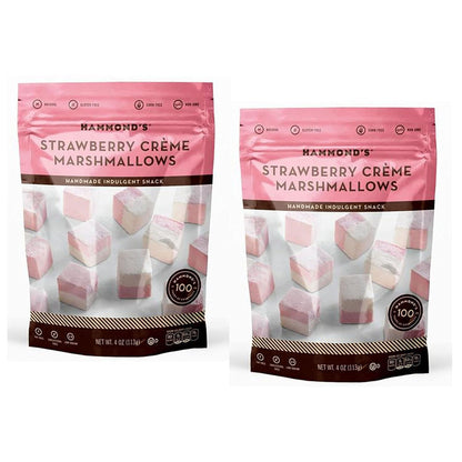Hammond’s Candies Gourmet Marshmallows – Strawberry Creme | Great for Snacking, Hot Chocolate, S’mores, Baking | Gluten-Free, Kosher, Handcrafted in the USA | 2 Pack
