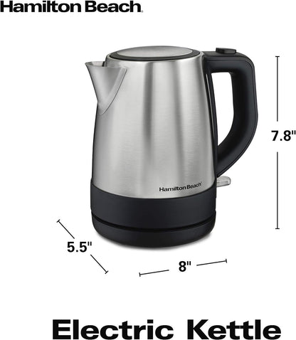 Hamilton Beach Electric Tea Kettle, Water Boiler & Heater, 1 L, Cordless, Auto-Shutoff & Boil-Dry Protection, Stainless Steel (40998)