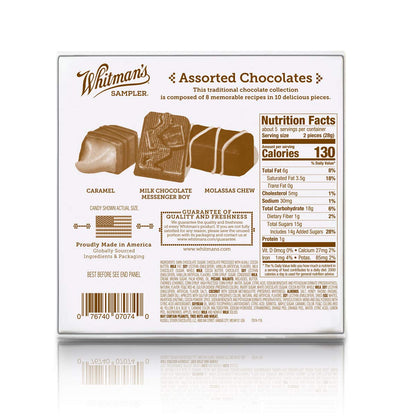 Russell Stover Whitman's Sampler Chocolate Box Assortment Box, An Assortment of Nutty, Chewy, Creamy Crispy Milk Chocolate Covered Candies and Dark Chocolate Covered Candies, 24 Ounce