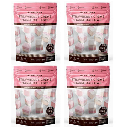 Hammond’s Candies Gourmet Marshmallows – Strawberry Creme | Great for Snacking, Hot Chocolate, S’mores, Baking | Gluten-Free, Kosher, Handcrafted in the USA | 2 Pack