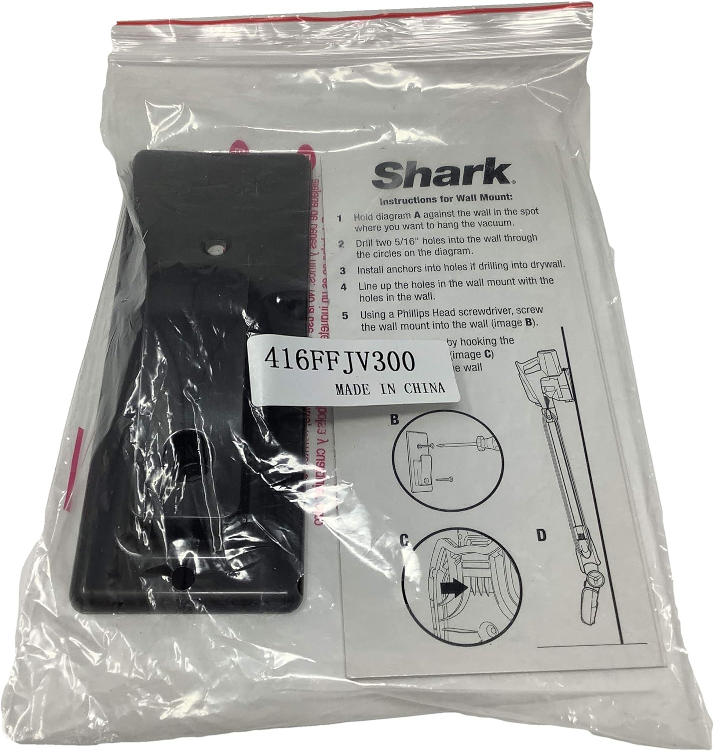 Shark Genuine Wall Mount Hanger Hook for HV301 HV303 HV321 HV324 HV325 UV422U V450 Rocket Stick Vacuum