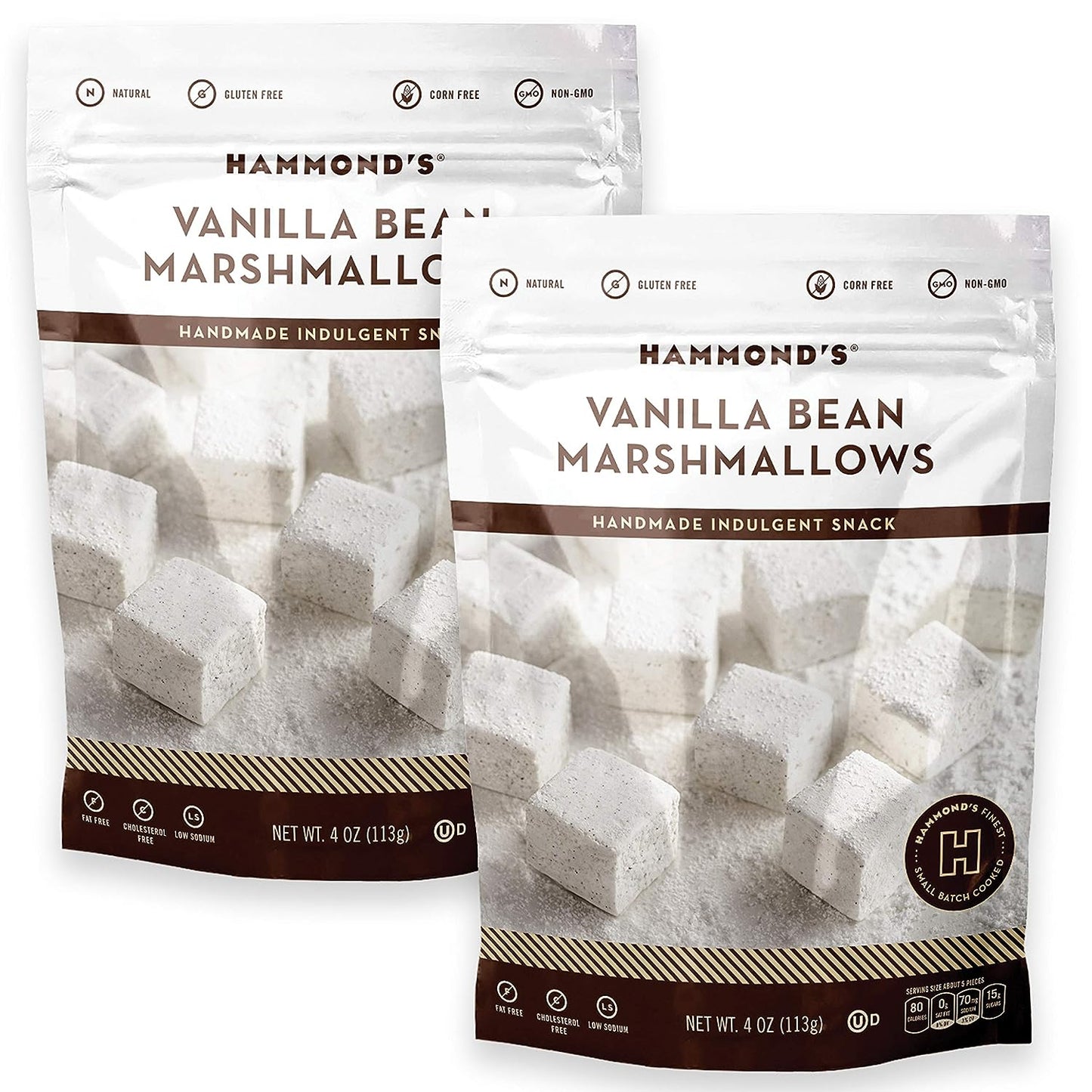 Hammond’s Candies Gourmet Marshmallows – Strawberry Creme | Great for Snacking, Hot Chocolate, S’mores, Baking | Gluten-Free, Kosher, Handcrafted in the USA | 2 Pack