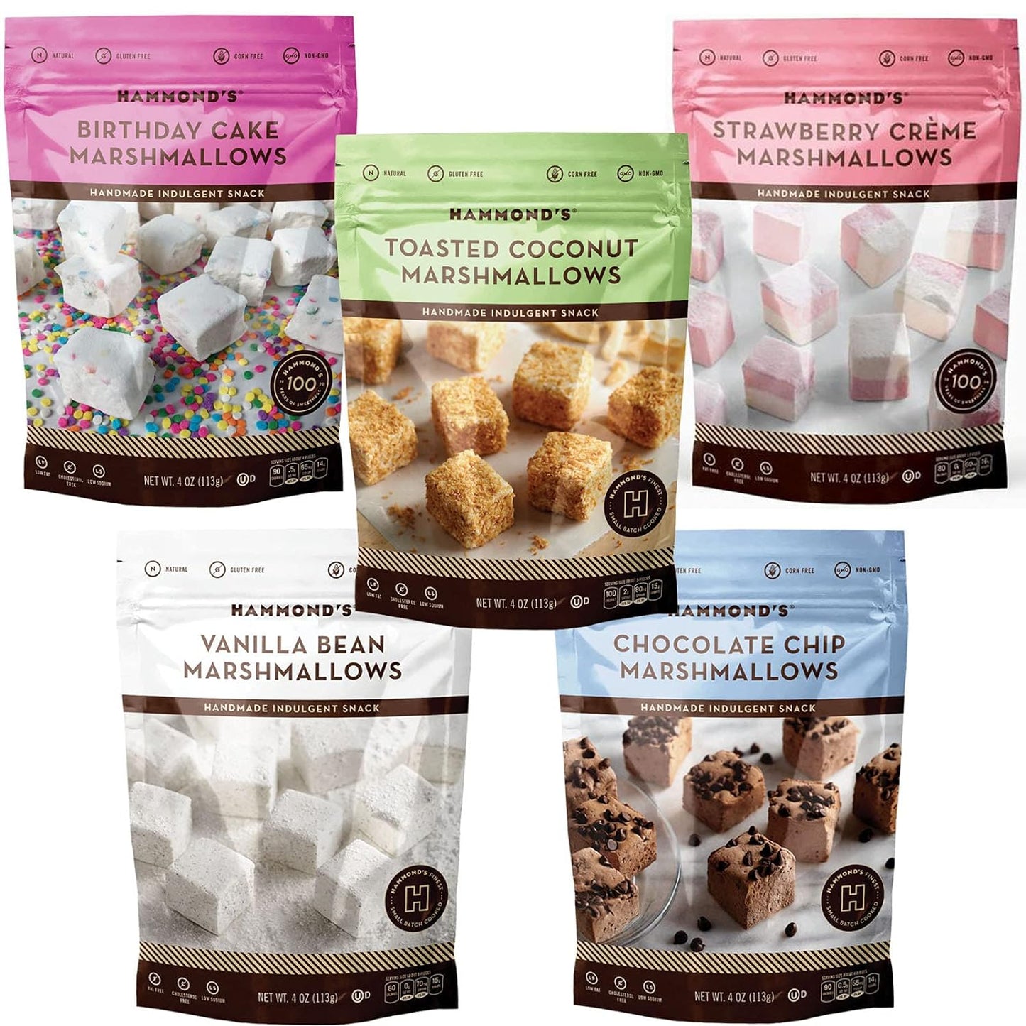 Hammond’s Candies Gourmet Marshmallows – Strawberry Creme | Great for Snacking, Hot Chocolate, S’mores, Baking | Gluten-Free, Kosher, Handcrafted in the USA | 2 Pack