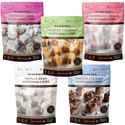 Hammond’s Candies Gourmet Marshmallows – Strawberry Creme | Great for Snacking, Hot Chocolate, S’mores, Baking | Gluten-Free, Kosher, Handcrafted in the USA | 2 Pack