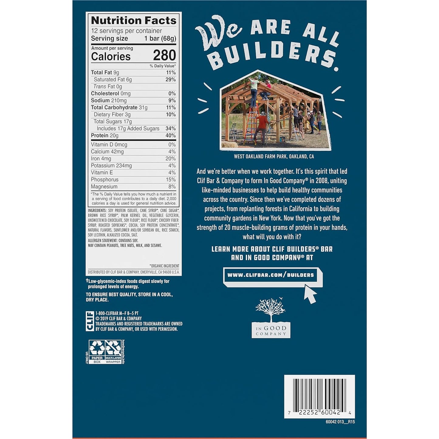 CLIF Builders - Chocolate Peanut Butter Flavor 2.4 oz. (12 Pack)