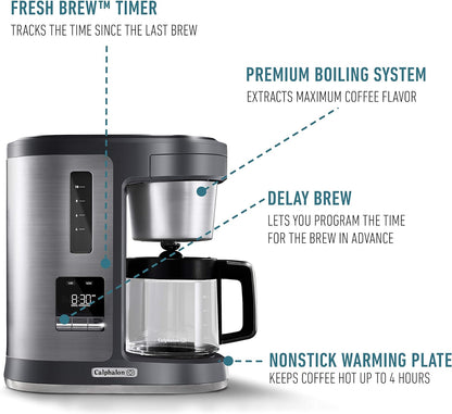 Calphalon BVCLDCG1 Perfect-Brew 10-Cup Coffee Maker, Dark Stainless Steel