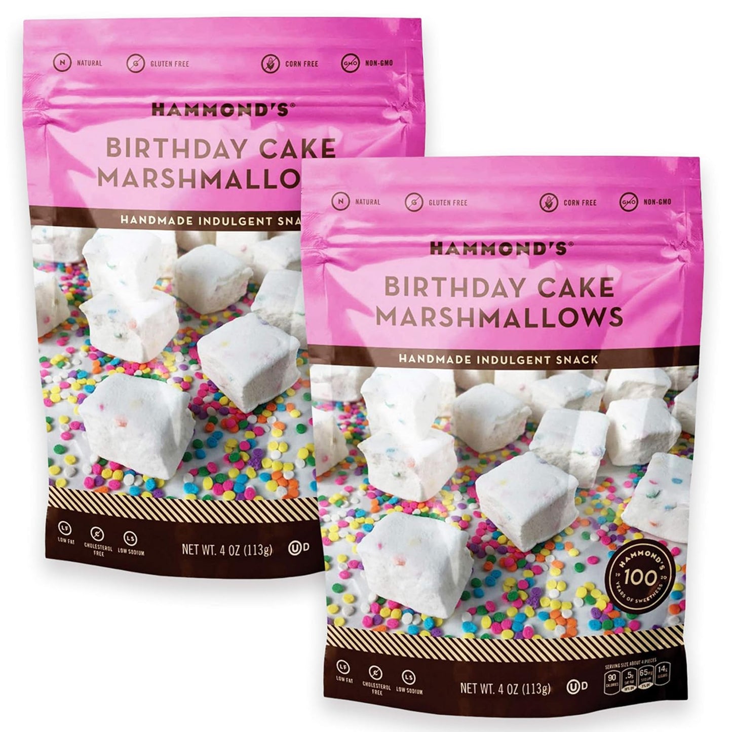 Hammond’s Candies Gourmet Marshmallows – Strawberry Creme | Great for Snacking, Hot Chocolate, S’mores, Baking | Gluten-Free, Kosher, Handcrafted in the USA | 2 Pack