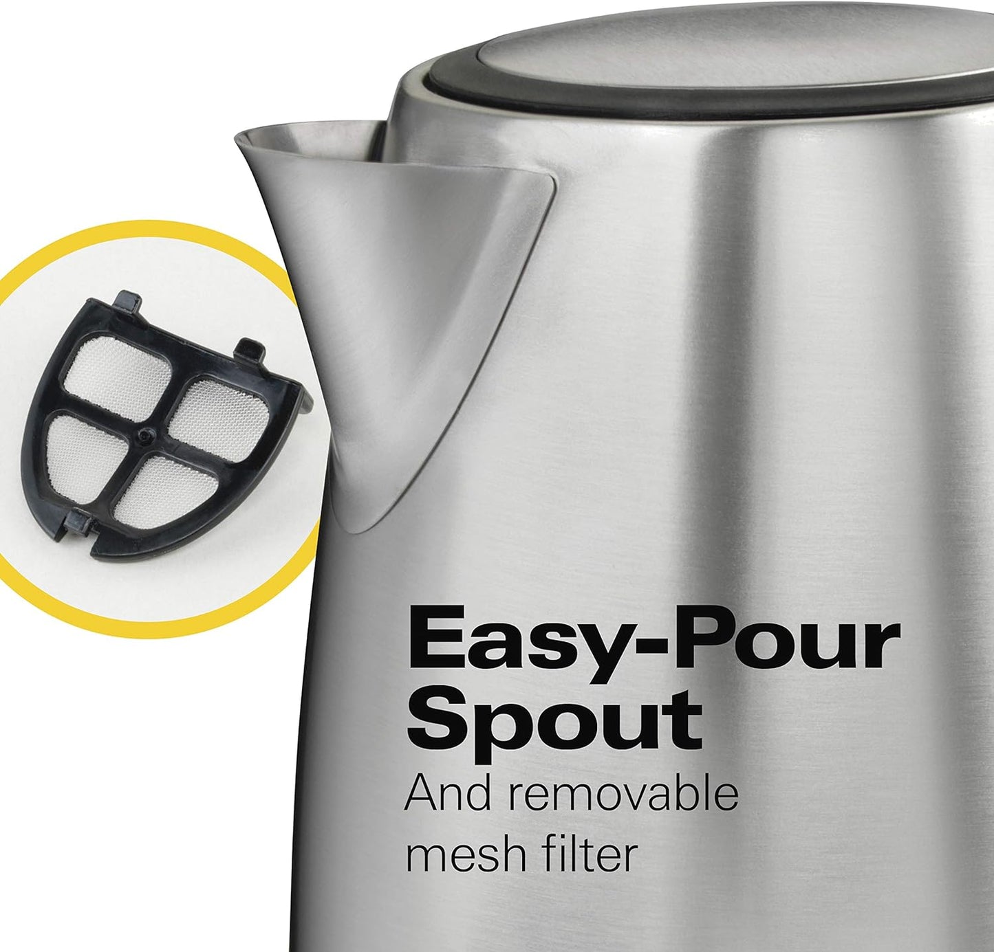 Hamilton Beach Electric Tea Kettle, Water Boiler & Heater, 1 L, Cordless, Auto-Shutoff & Boil-Dry Protection, Stainless Steel (40998)