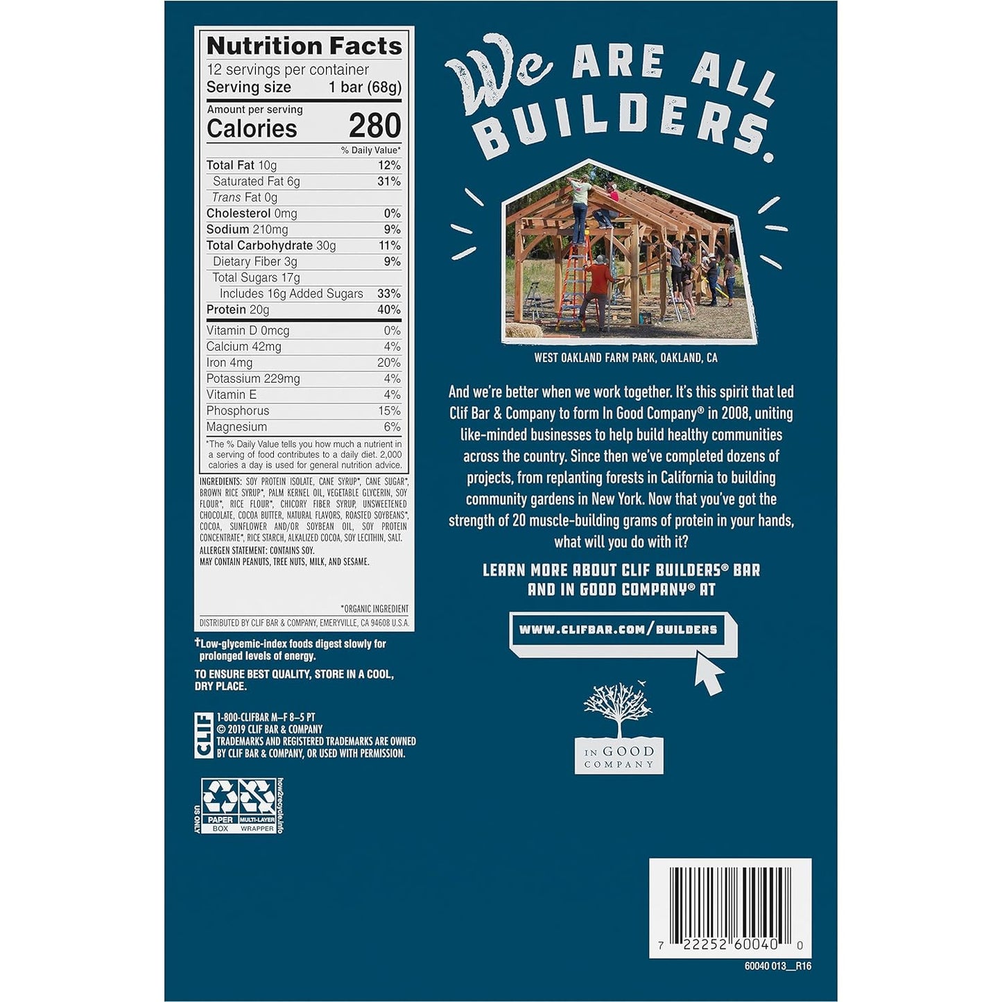 CLIF Builders - Chocolate Peanut Butter Flavor 2.4 oz. (12 Pack)