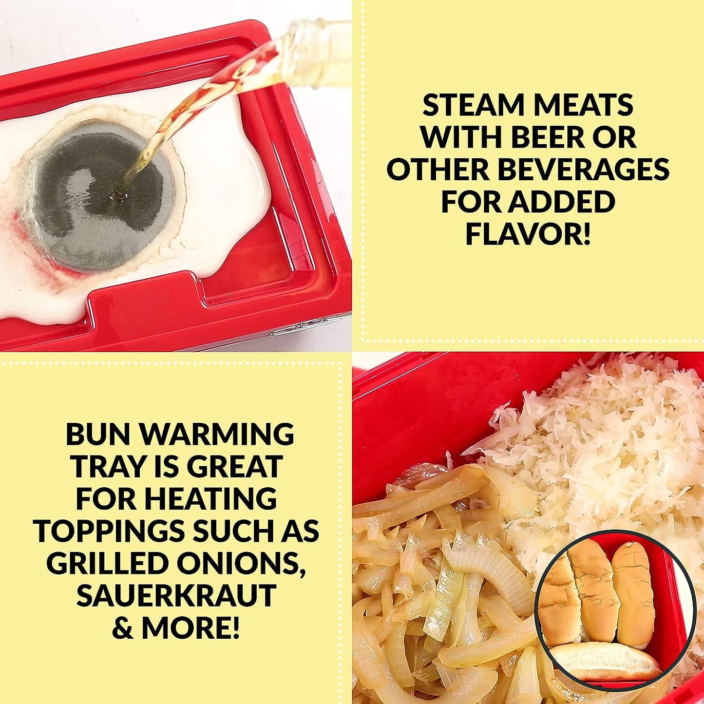 Nostalgia Extra Large Retro Classic Style Steamer Warmer, 20 Hot Dog and 6 Bun Capacity, Steam Bratwursts, Sausages, Vegetables, Fish, Dumplings, Original Red