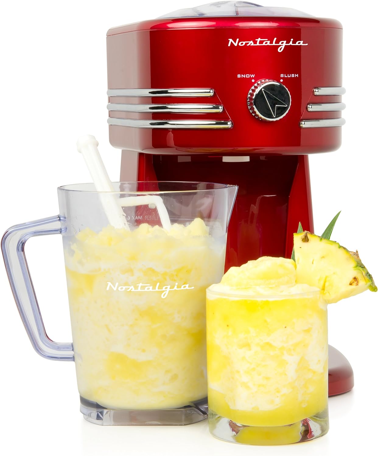 Nostalgia Retro Classic 40-Ounce Beverage Station Perfect Frozen Drink Machine for Slushies, Daiquiris, and Margaritas, 40 oz, Red