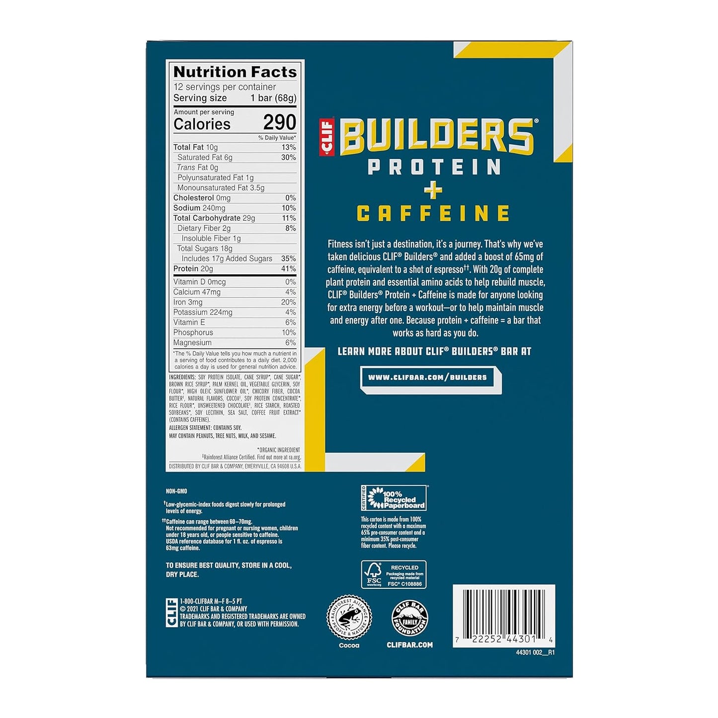 CLIF Builders - Chocolate Peanut Butter Flavor 2.4 oz. (12 Pack)
