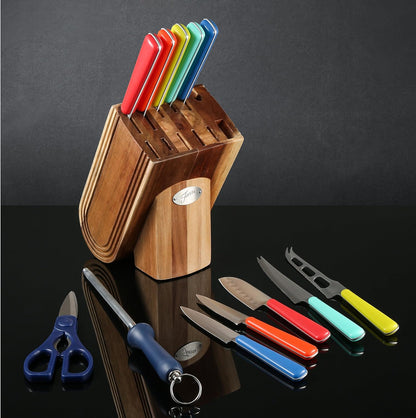 Cambridge Silversmiths Merengue 13-Piece Fiesta Cutlery Set with Block