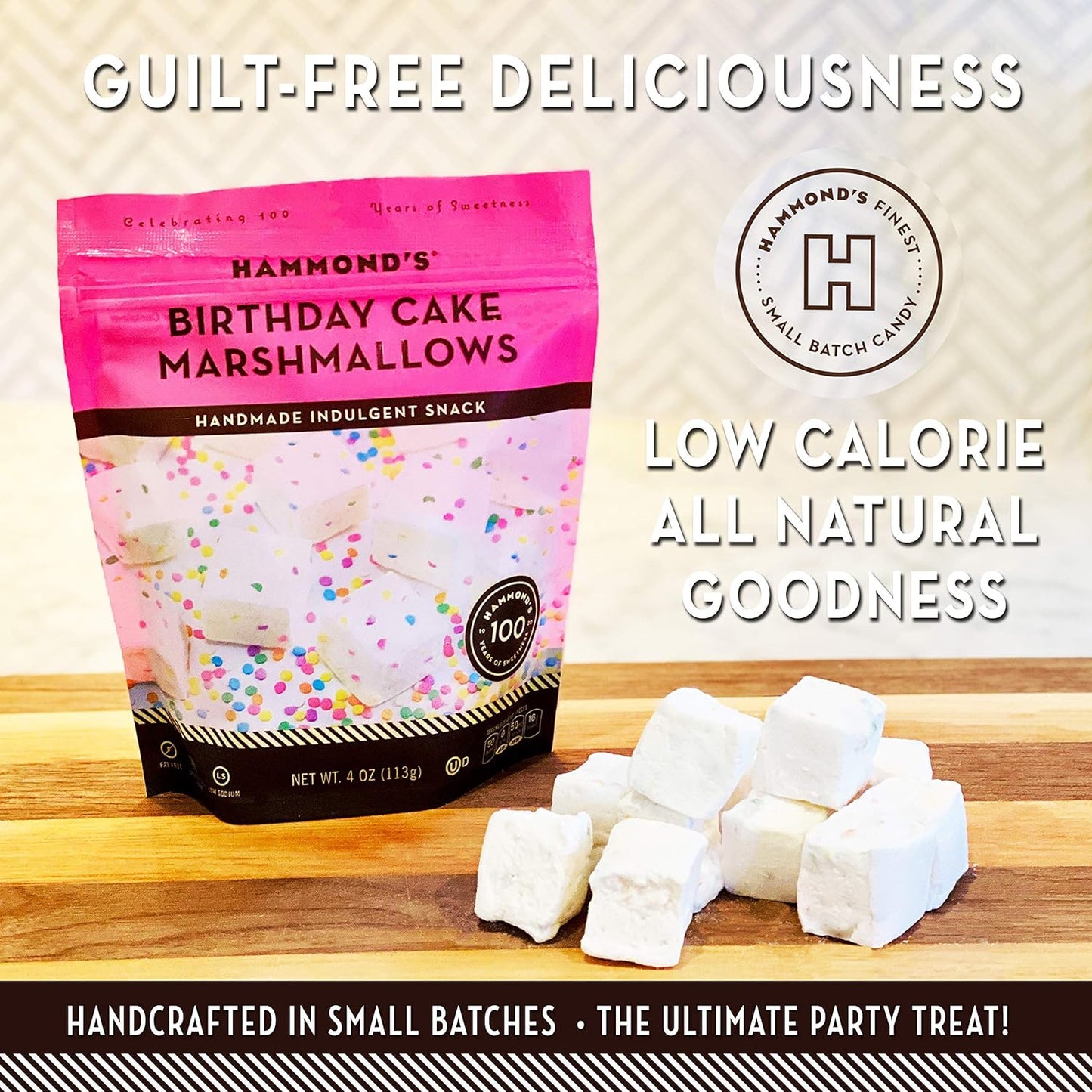 Hammond’s Candies Gourmet Marshmallows – Strawberry Creme | Great for Snacking, Hot Chocolate, S’mores, Baking | Gluten-Free, Kosher, Handcrafted in the USA | 2 Pack