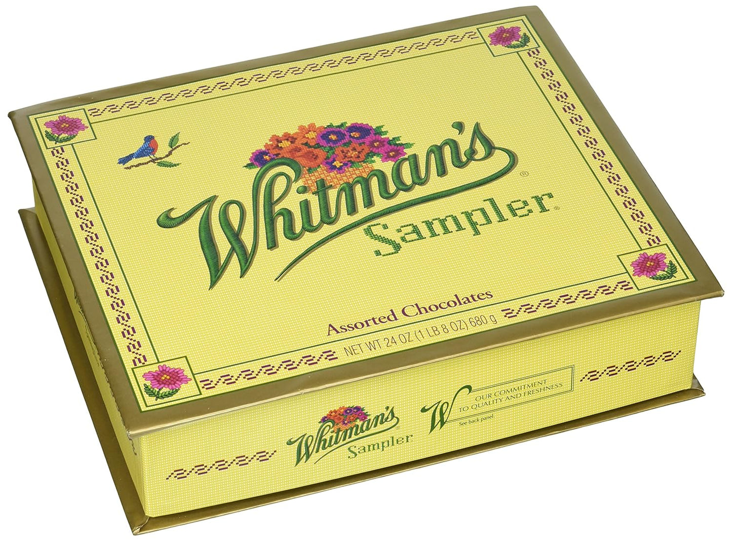Russell Stover Whitman's Sampler Chocolate Box Assortment Box, An Assortment of Nutty, Chewy, Creamy Crispy Milk Chocolate Covered Candies and Dark Chocolate Covered Candies, 24 Ounce