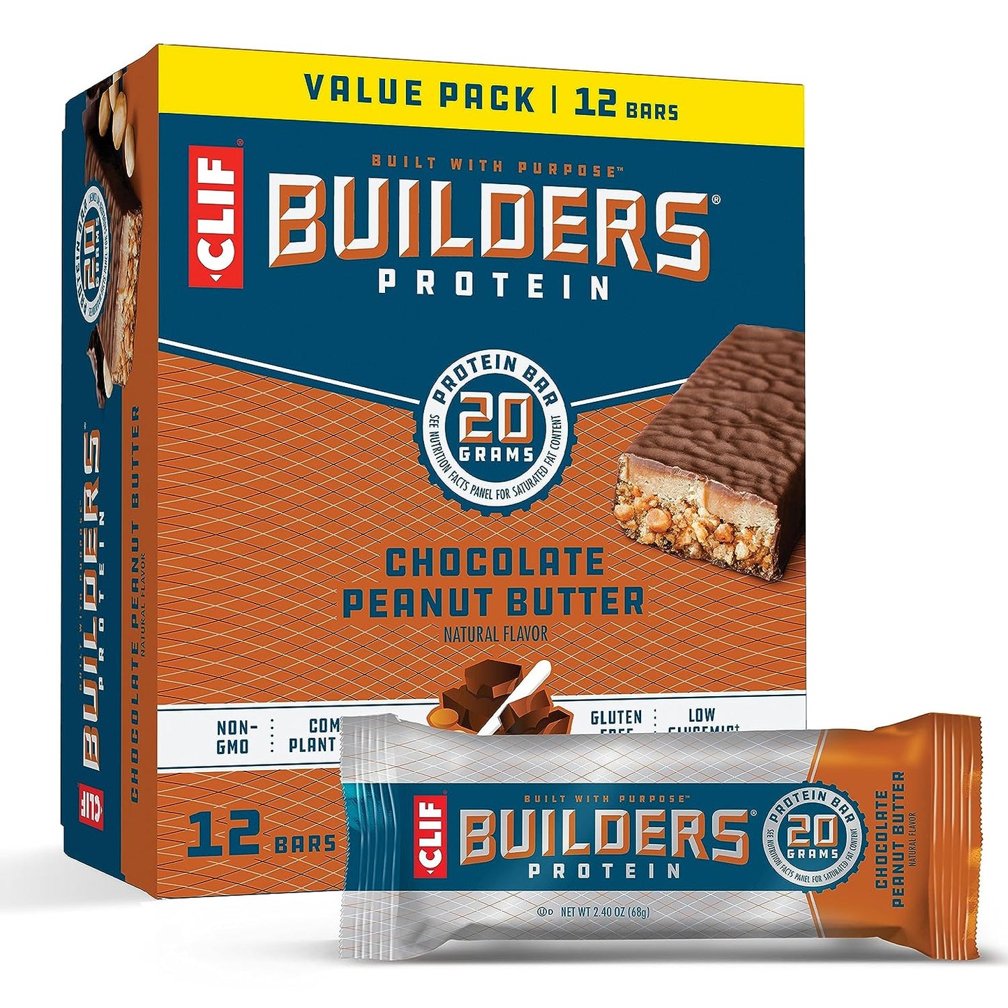 CLIF Builders - Chocolate Peanut Butter Flavor 2.4 oz. (12 Pack)
