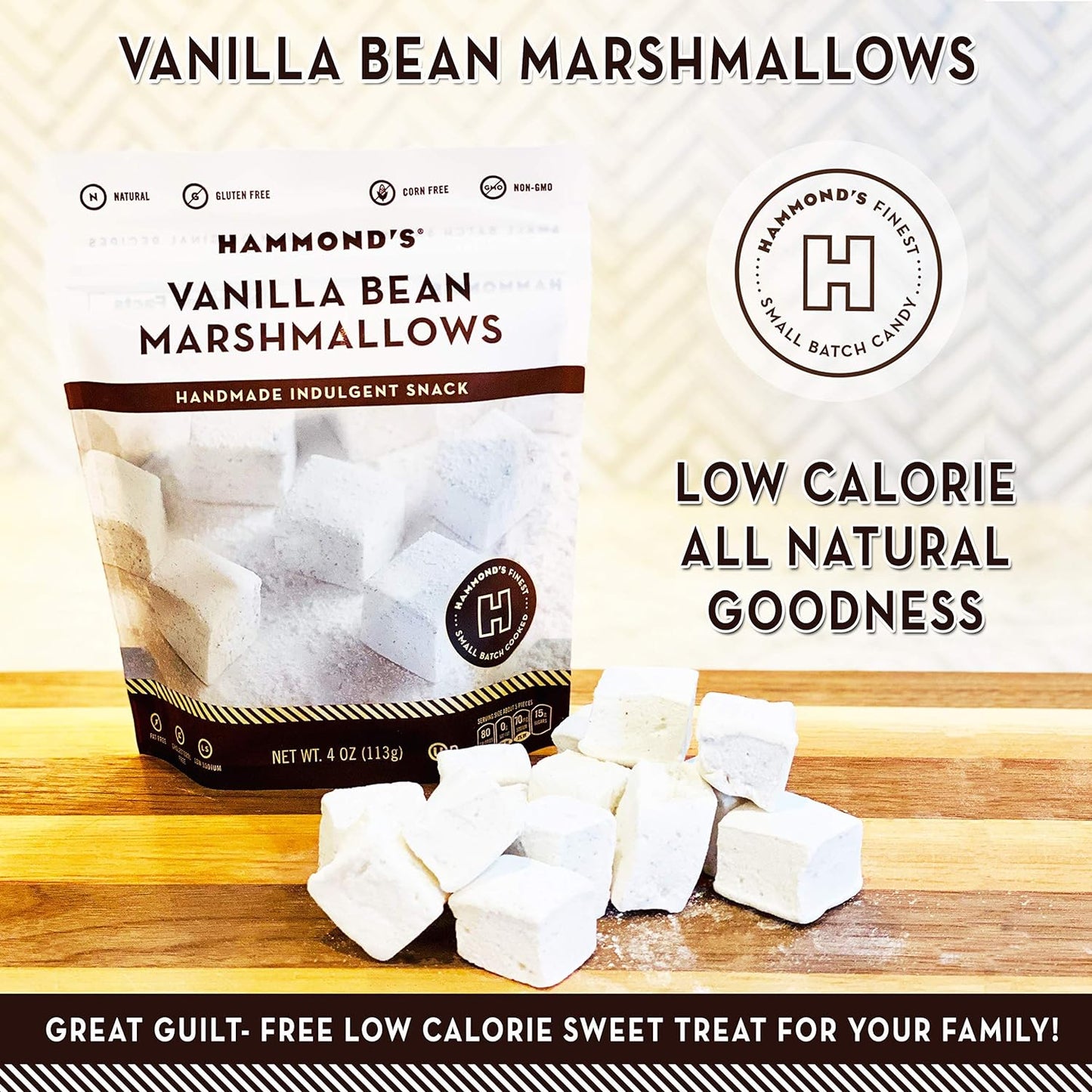 Hammond’s Candies Gourmet Marshmallows – Strawberry Creme | Great for Snacking, Hot Chocolate, S’mores, Baking | Gluten-Free, Kosher, Handcrafted in the USA | 2 Pack
