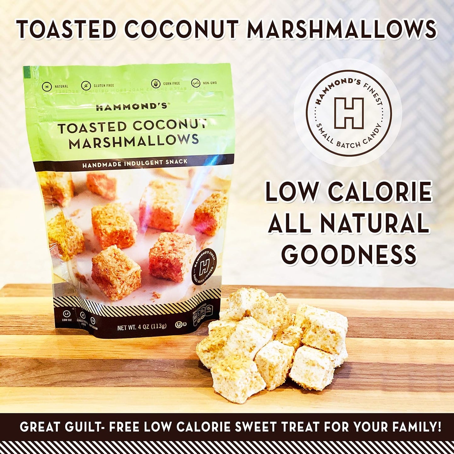 Hammond’s Candies Gourmet Marshmallows – Strawberry Creme | Great for Snacking, Hot Chocolate, S’mores, Baking | Gluten-Free, Kosher, Handcrafted in the USA | 2 Pack