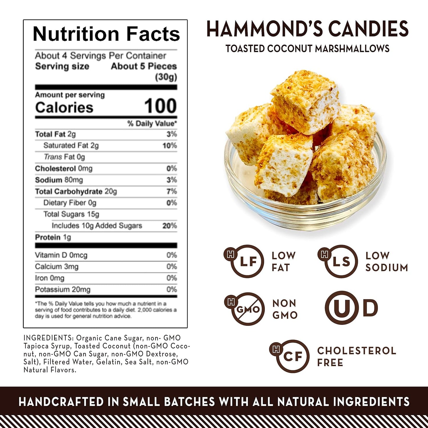Hammond’s Candies Gourmet Marshmallows – Strawberry Creme | Great for Snacking, Hot Chocolate, S’mores, Baking | Gluten-Free, Kosher, Handcrafted in the USA | 2 Pack