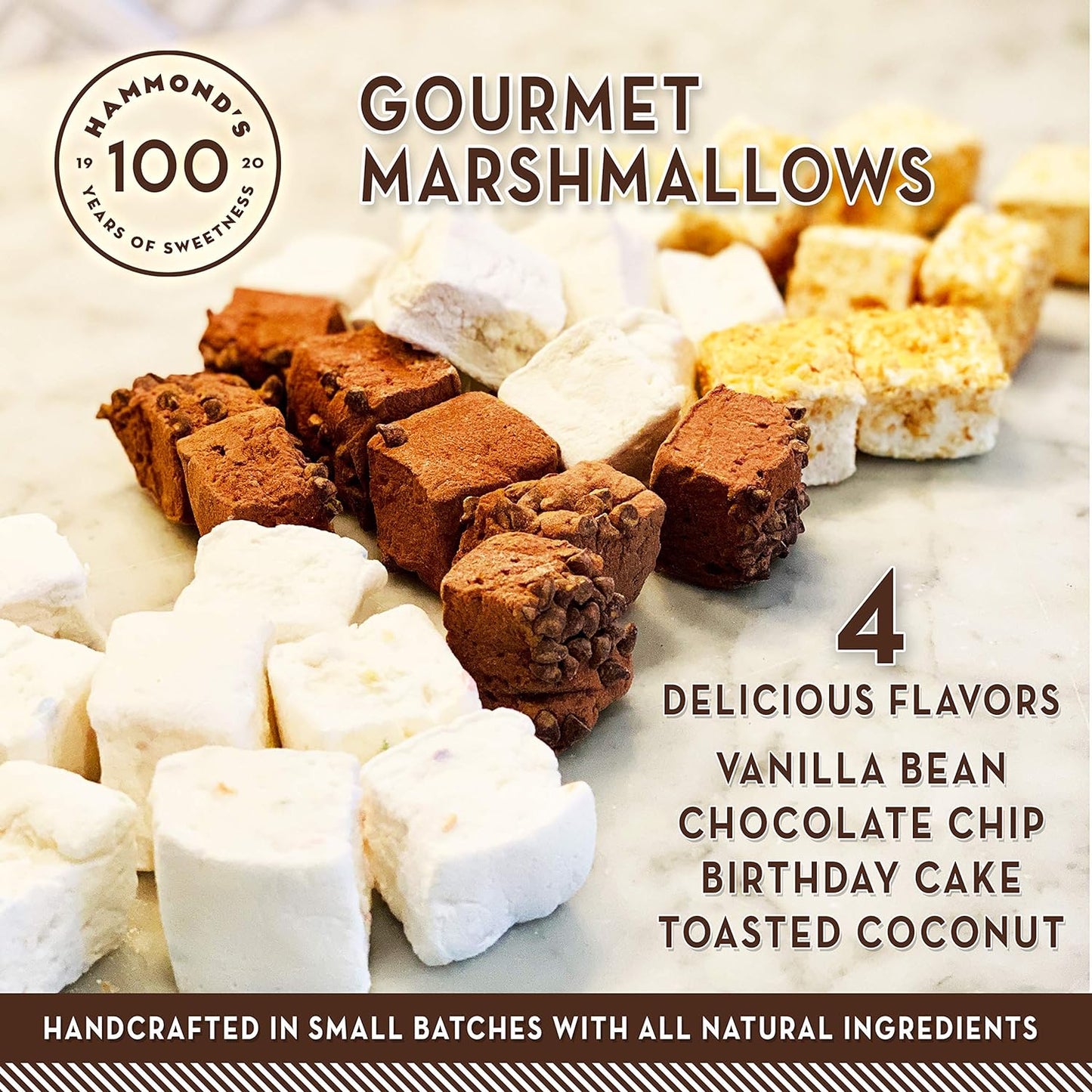 Hammond’s Candies Gourmet Marshmallows – Strawberry Creme | Great for Snacking, Hot Chocolate, S’mores, Baking | Gluten-Free, Kosher, Handcrafted in the USA | 2 Pack